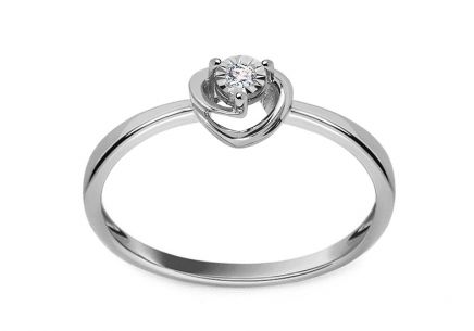 Bague de fiançailles en or avec diamant en forme de cœur 0,020 ct