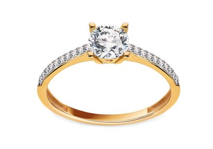 Bague de fiançailles en or avec zircon cubique Loria