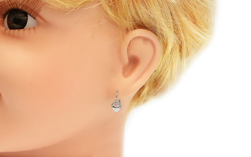 Boucles d'oreilles Cœurs doubles en or blanc pour enfants - IZ24288AHR - sur le modèle