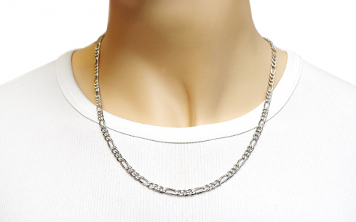 Chaîne en argent Figaro 5 mm - IS6139 - sur le modèle