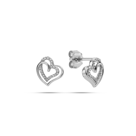 Boucles d'oreilles avec diamant et coeur lisse
