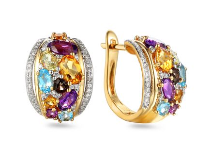 Boucles d'oreilles en or avec diamants et pierres précieuses Luana 0.410 ct