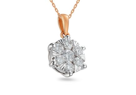 Pendentif diamant taille brillant en or rose et blanc 0,600 ct